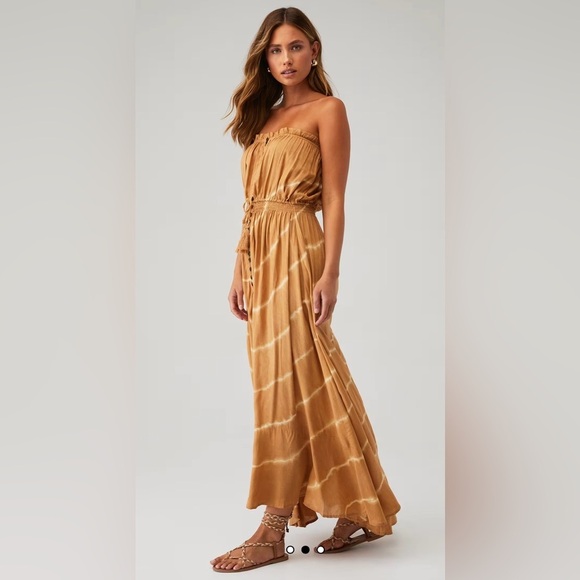 TIARE HAWAII Ryden Maxi Dress Strapless in Sand Dunes Lightweight Elastic waist - Picture 2 of 10